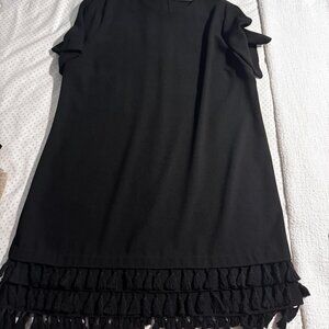 Zara Black Shift Dress with Tassel Detail